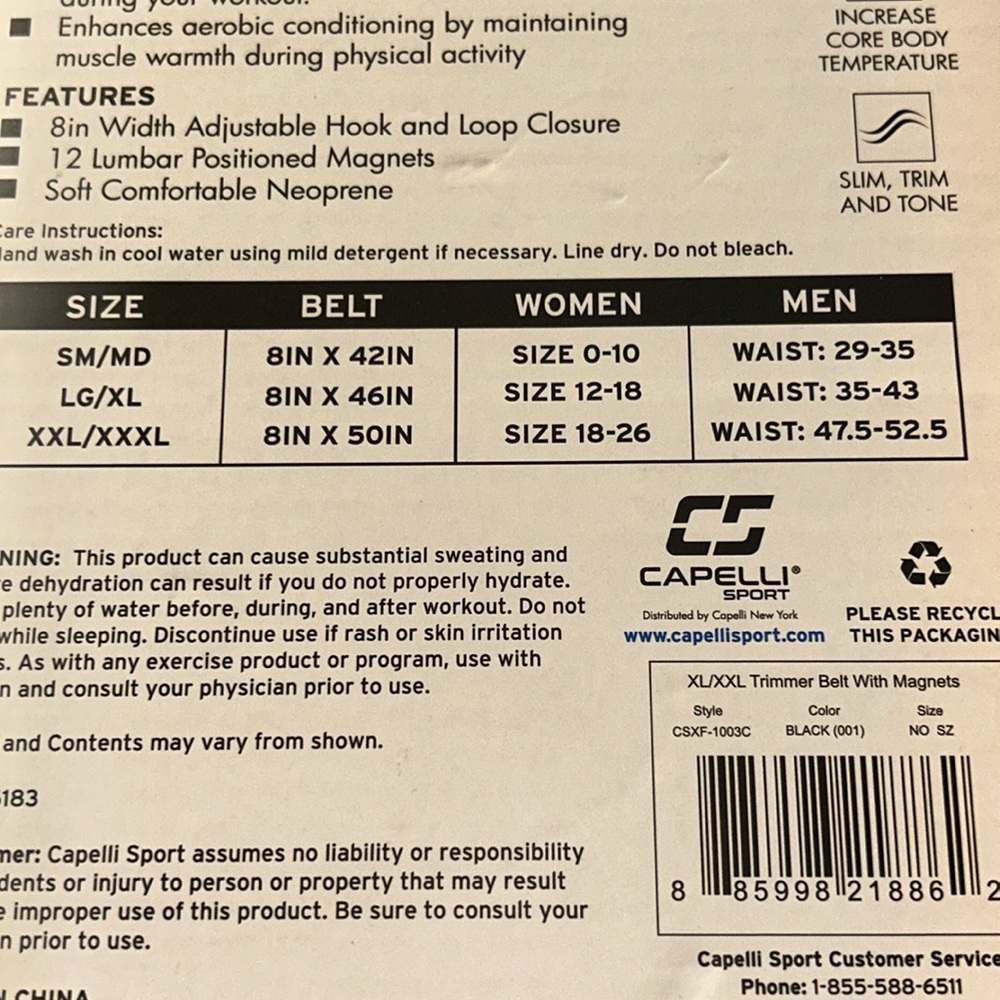 Waist trimmer slimming belt XXL/XXXL with lumbar magnets NEW 8”Wx 50”L - Picture 6 of 11
